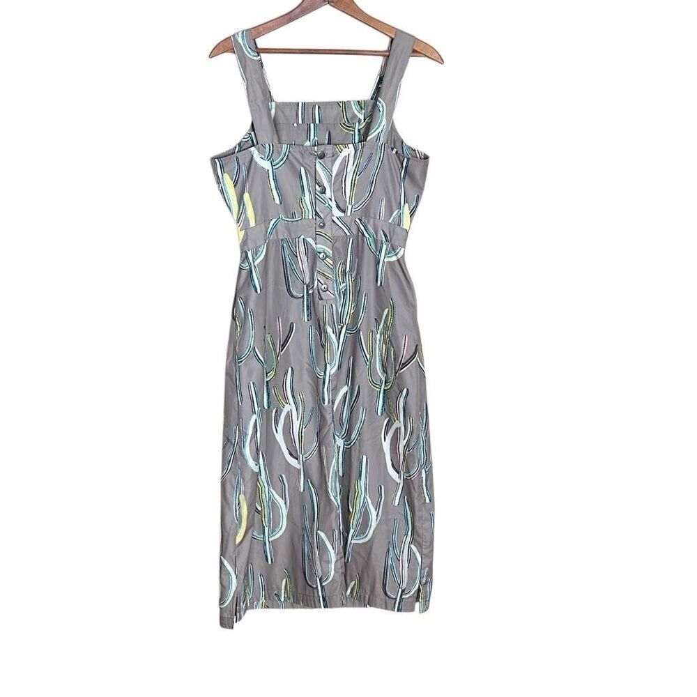 Brooklyn Industries Square Neck Cactus Print Sheath Midi Dress Multicolor Medium - Picture 9 of 9